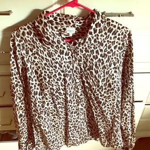 J. Crew Leopard print tailored button up